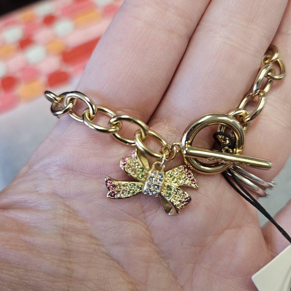 Coach Gold Bow Charm Bracelet